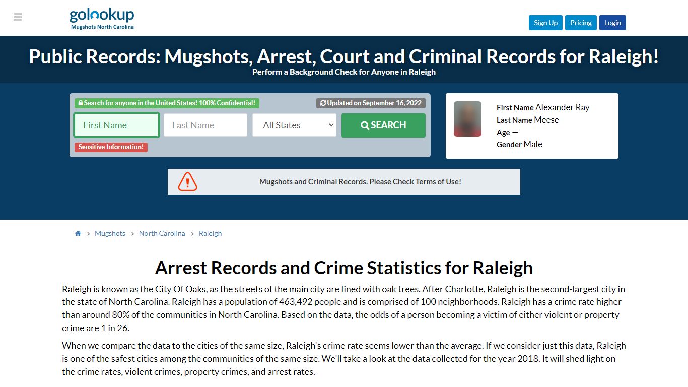 Mugshots Raleigh, Arrest Records Raleigh - GoLookUp